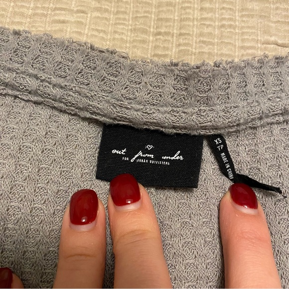 Urban Outfitters Out From Under Grey Jojo Waffle Knit Thermal Tie Front - grey - Picture 3 of 3